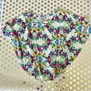 Harmony Pink and Green Short Sleeve Tee Playful Floral Print